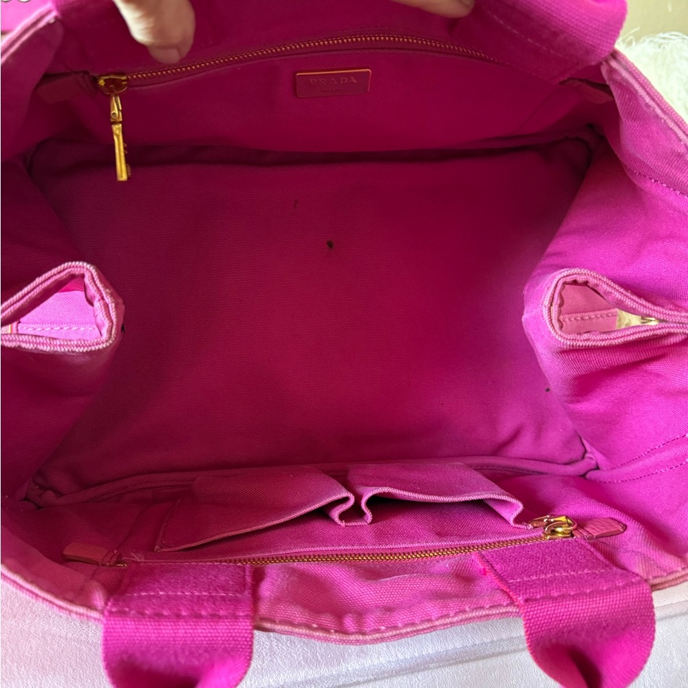 💯 AUTHENTIC PRADA CANAPA Fuchsia Hot Pink Tote Bag. Extra Large - Picture 11 of 16